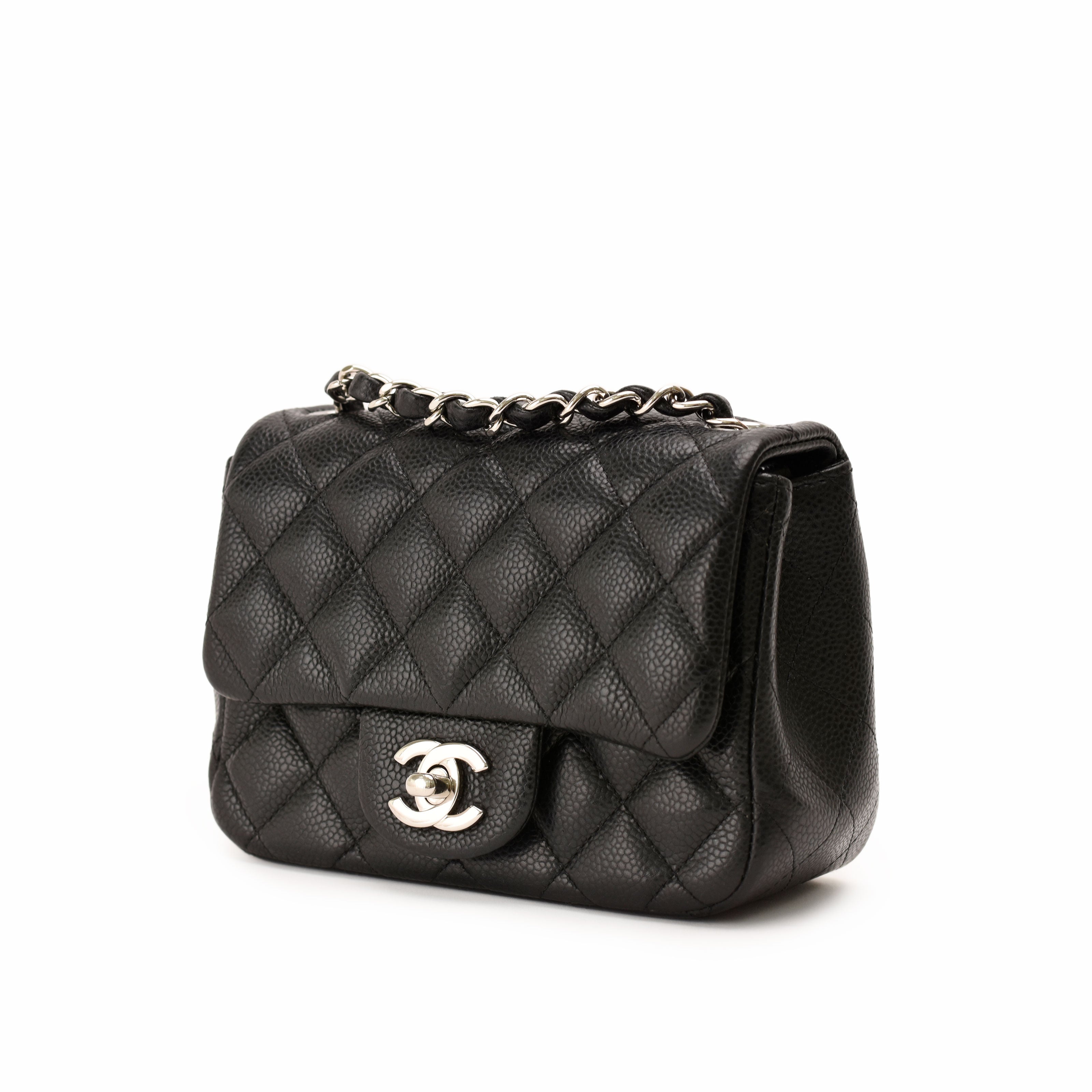 Chanel Mini Square Black Caviar SHW