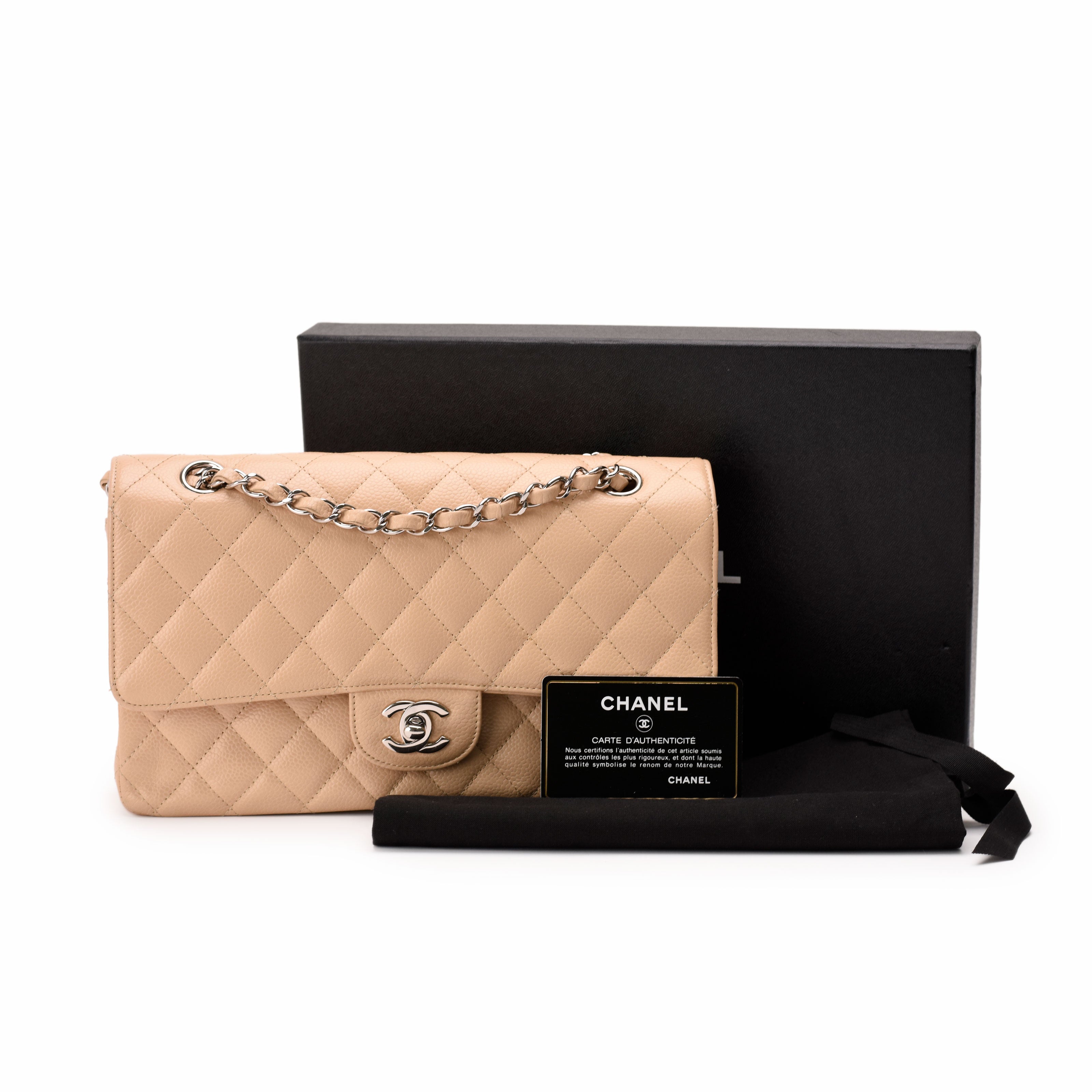 Chanel Timeless Medium Beige Caviar SHW