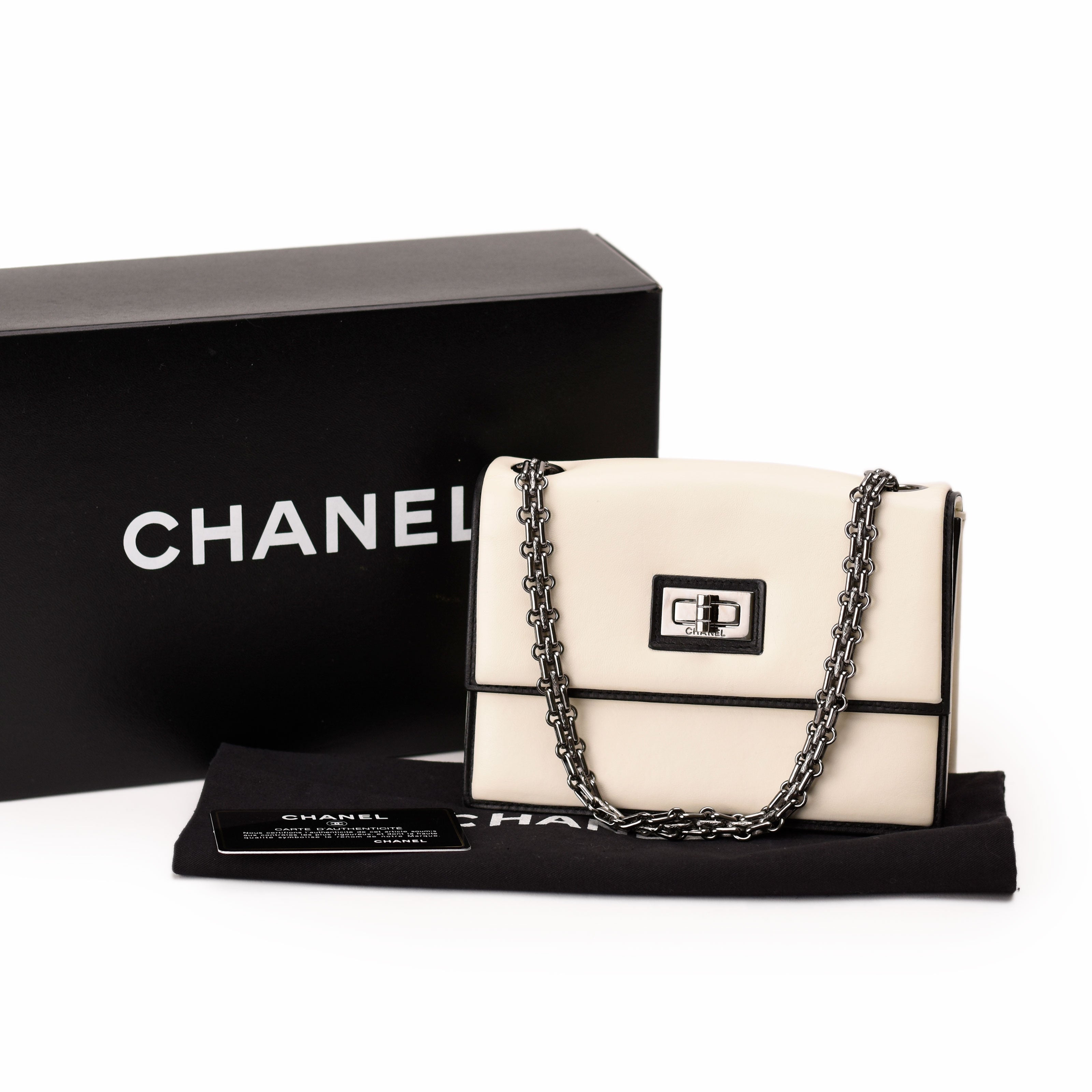 Chanel 2.55 White Reissue Chain White Flap Bag