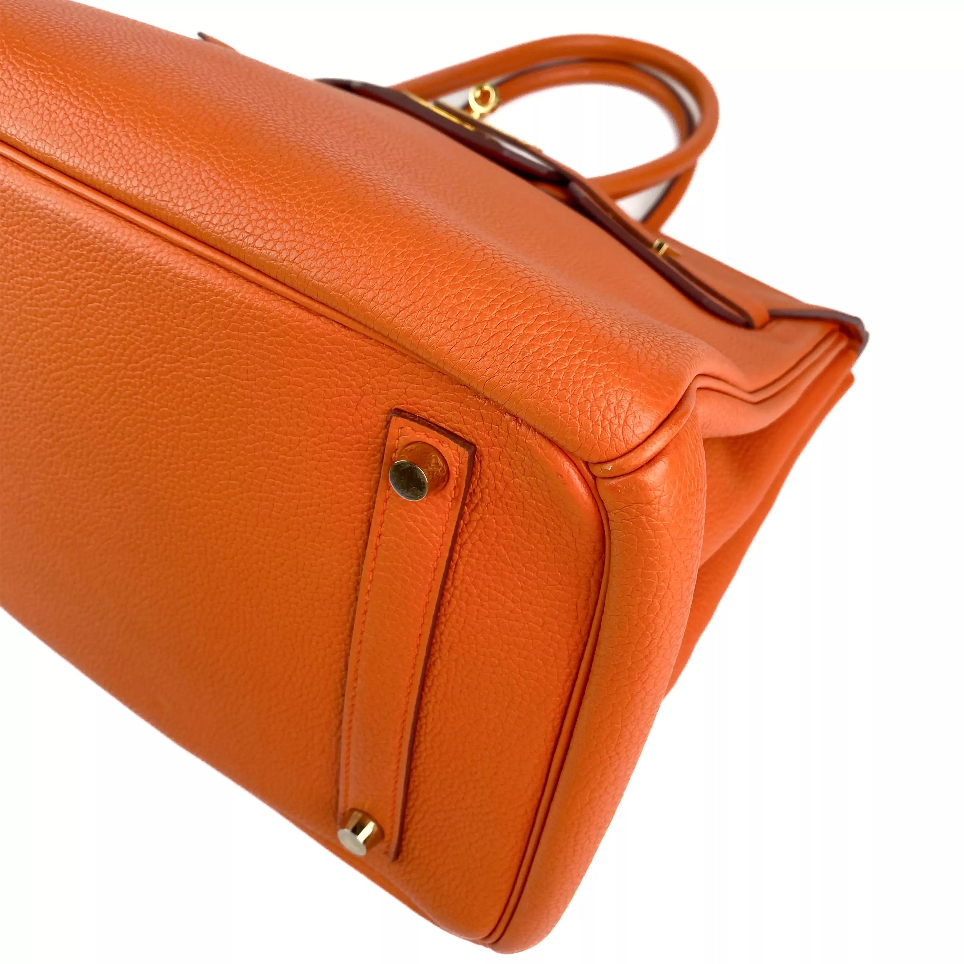 Hermes Birkin 35 in Orange Togo Leather Detail 2
