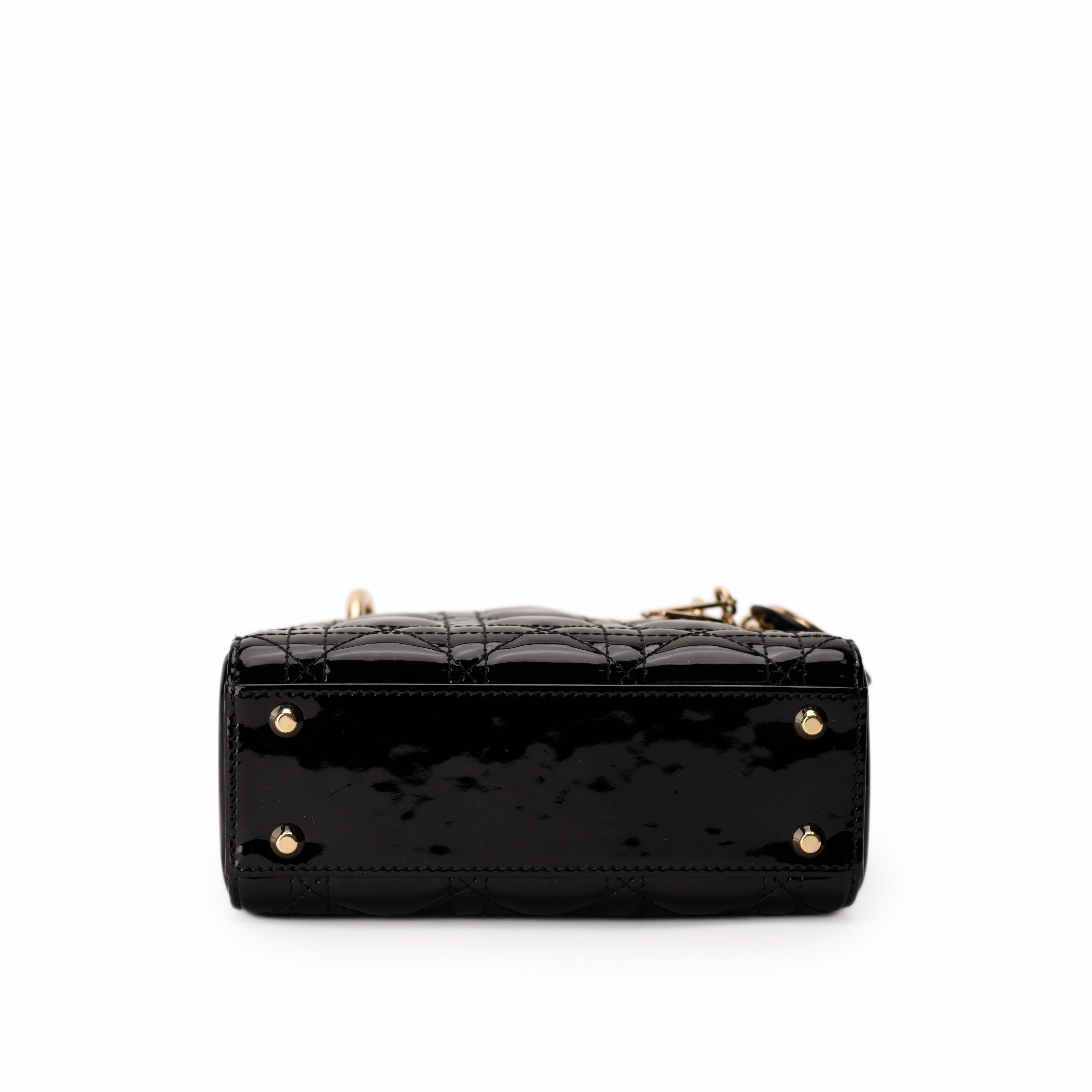 Dior Lady Dior Mini Black Patent CHW Bag