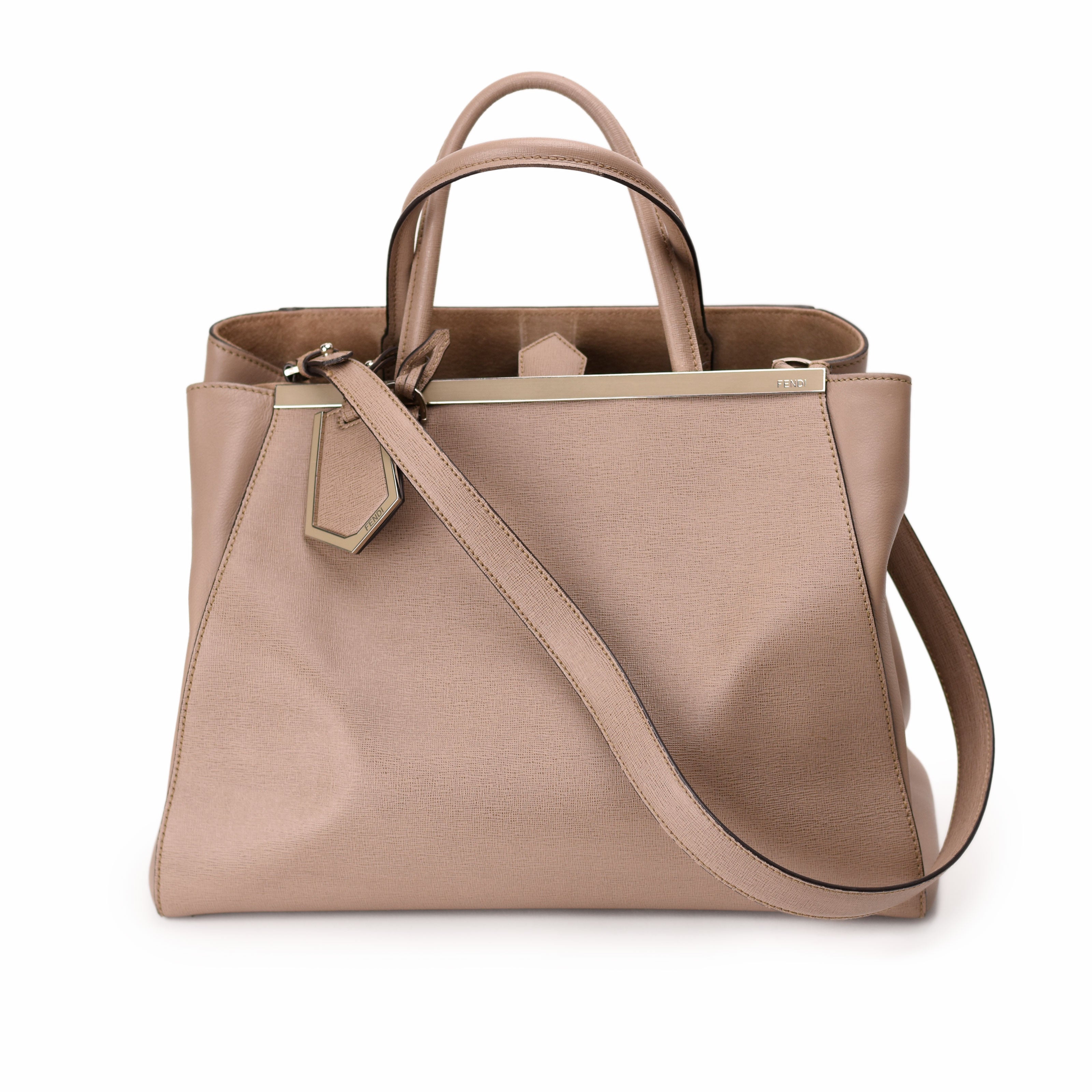 Fendi Beige Vitello Leather Medium 2Jours Elite Tote Bag
