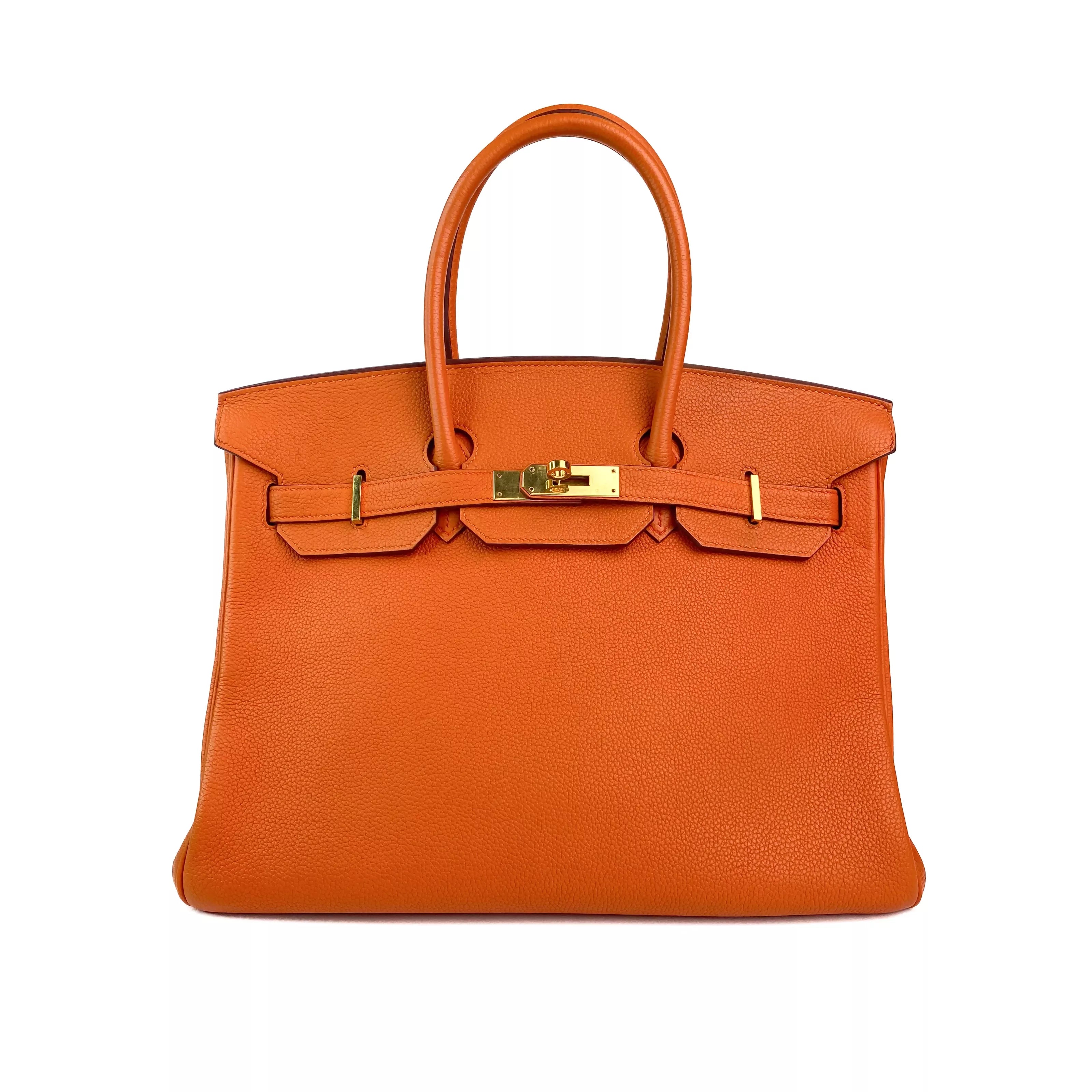 Hermes Birkin 35 in Orange Togo Leather GHW Front