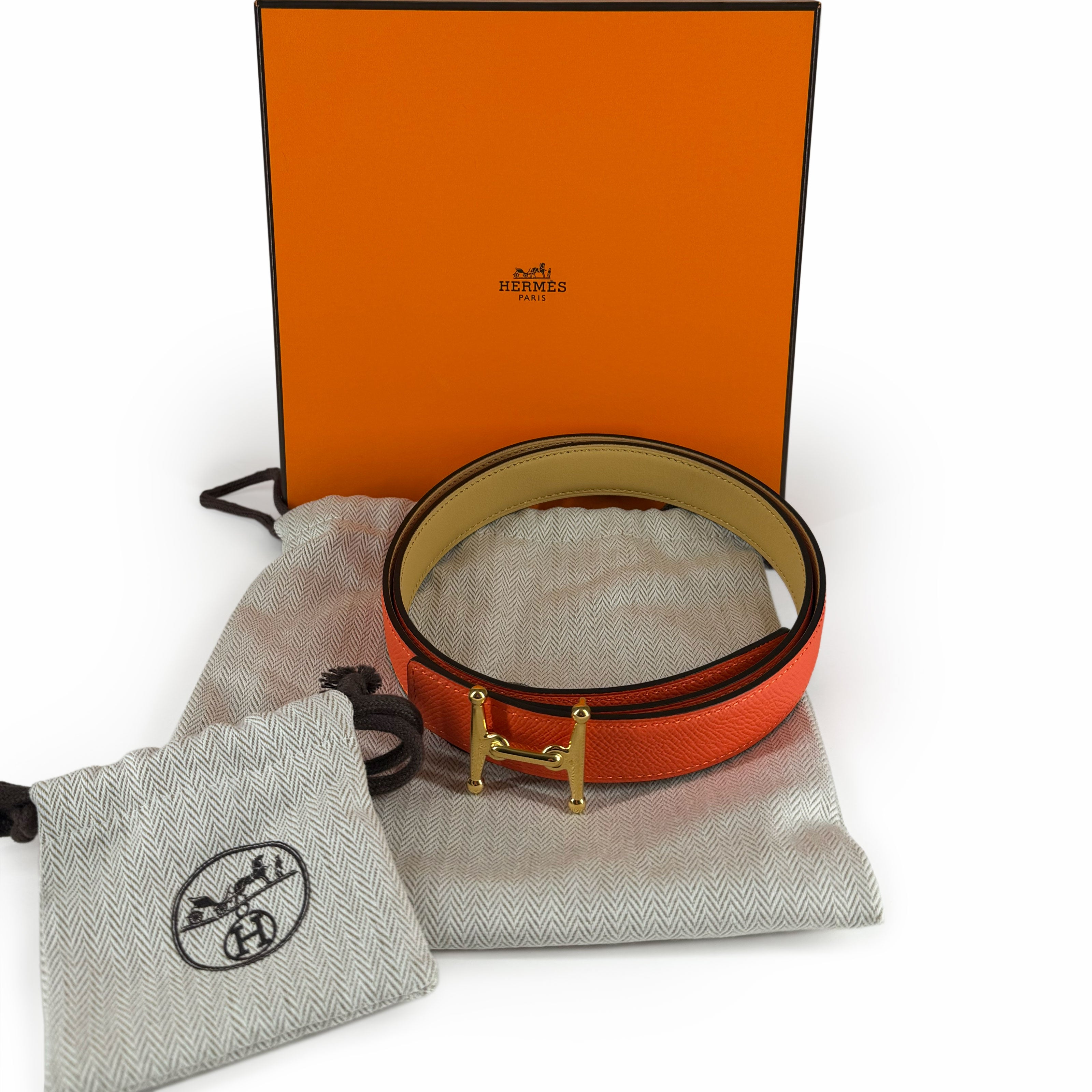 Hermès Mors H Belt buckle & Reversible Leather Strap Size 85