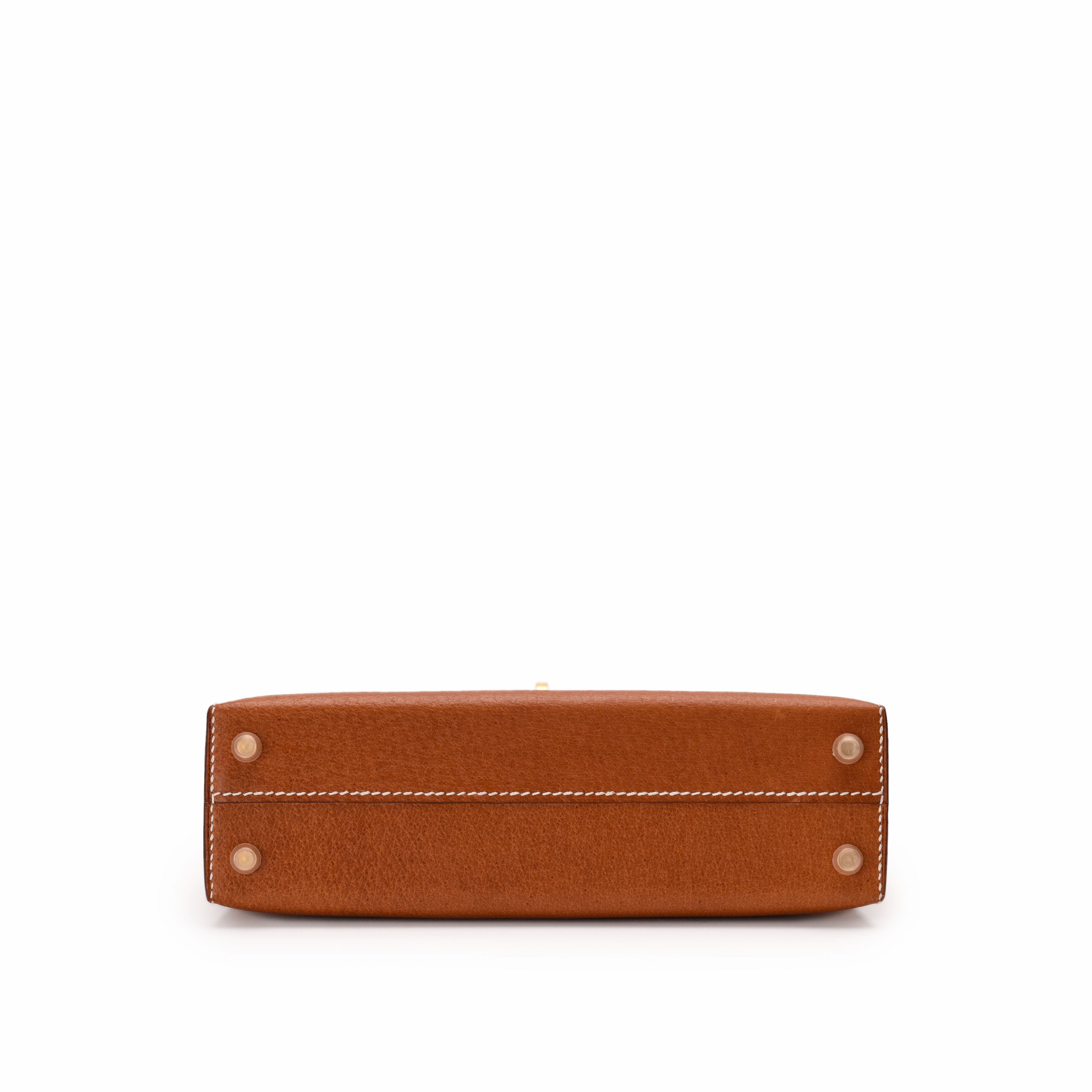Hermès Mini Kelly Sellier Toffee GHW