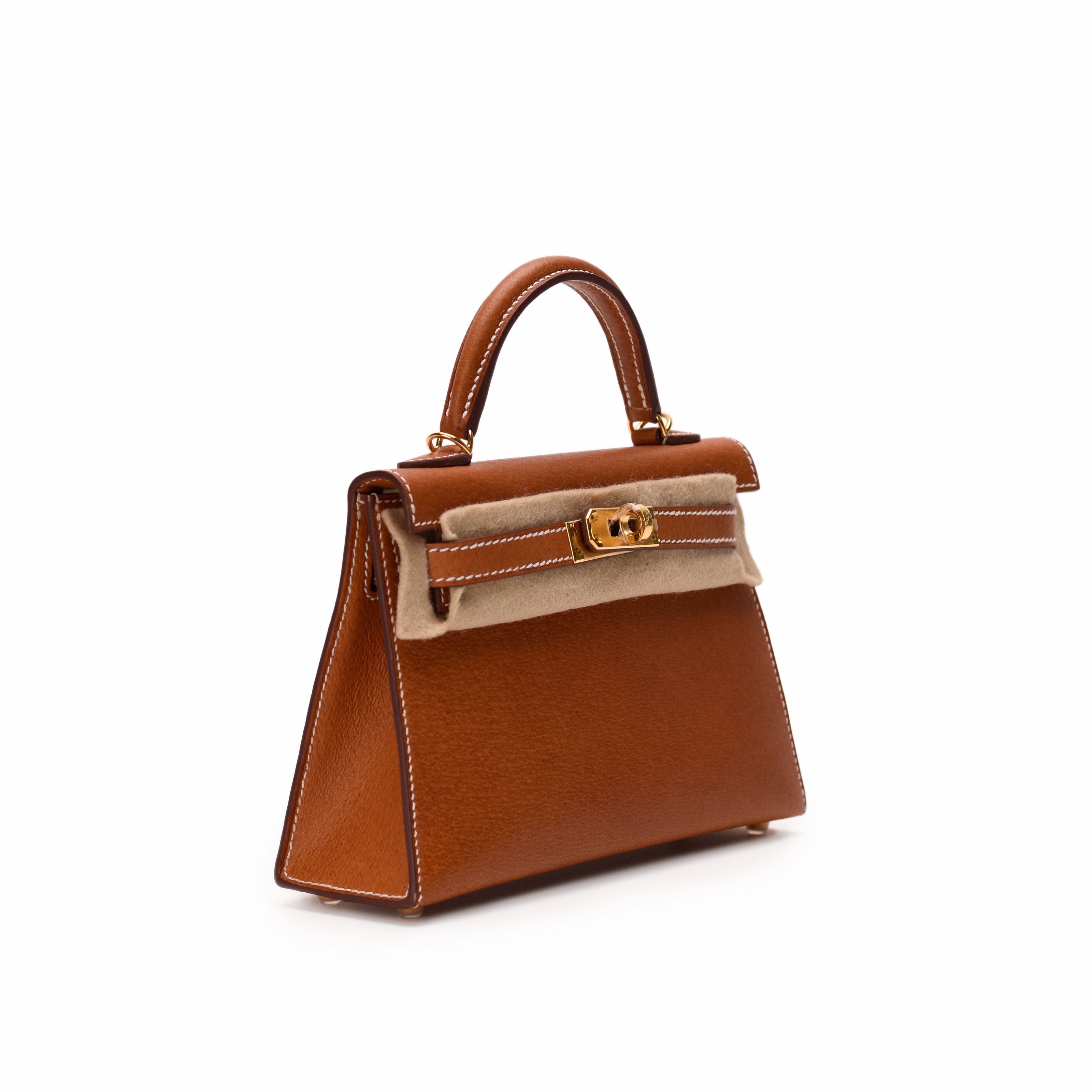 Hermès Mini Kelly Sellier Toffee GHW