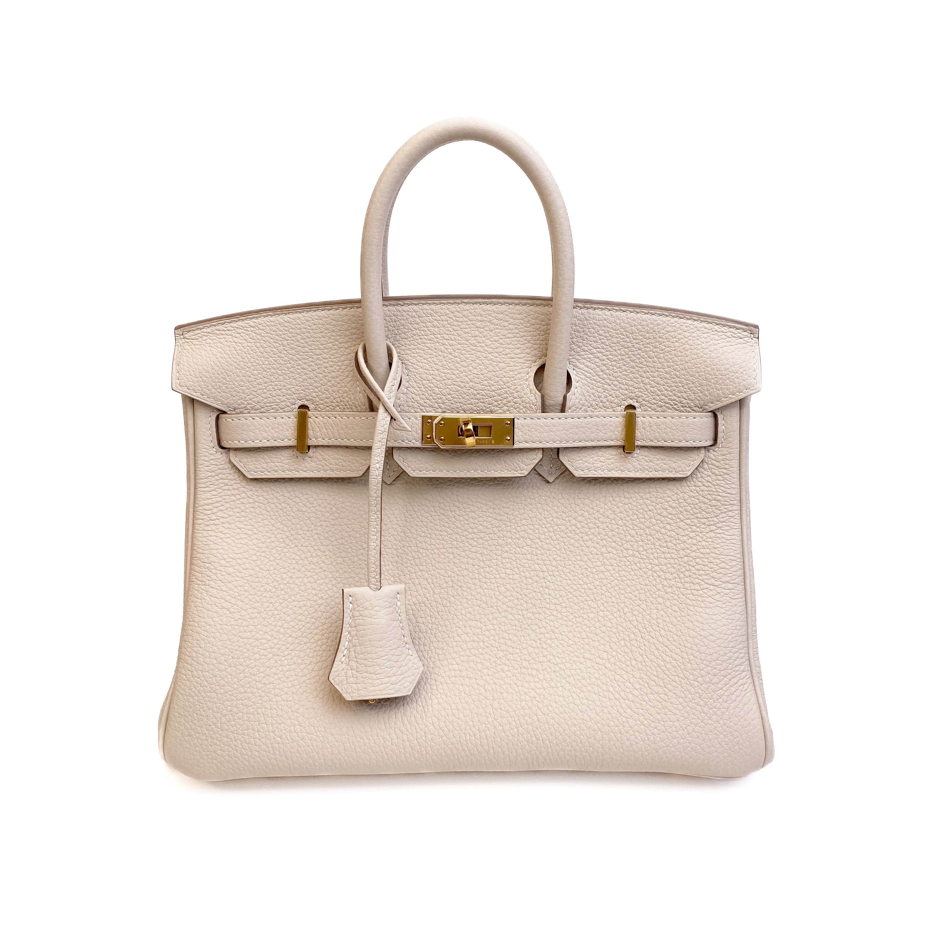 Hermès Birkin 25 Togo Nata / Gris Pâle Gold Hardware