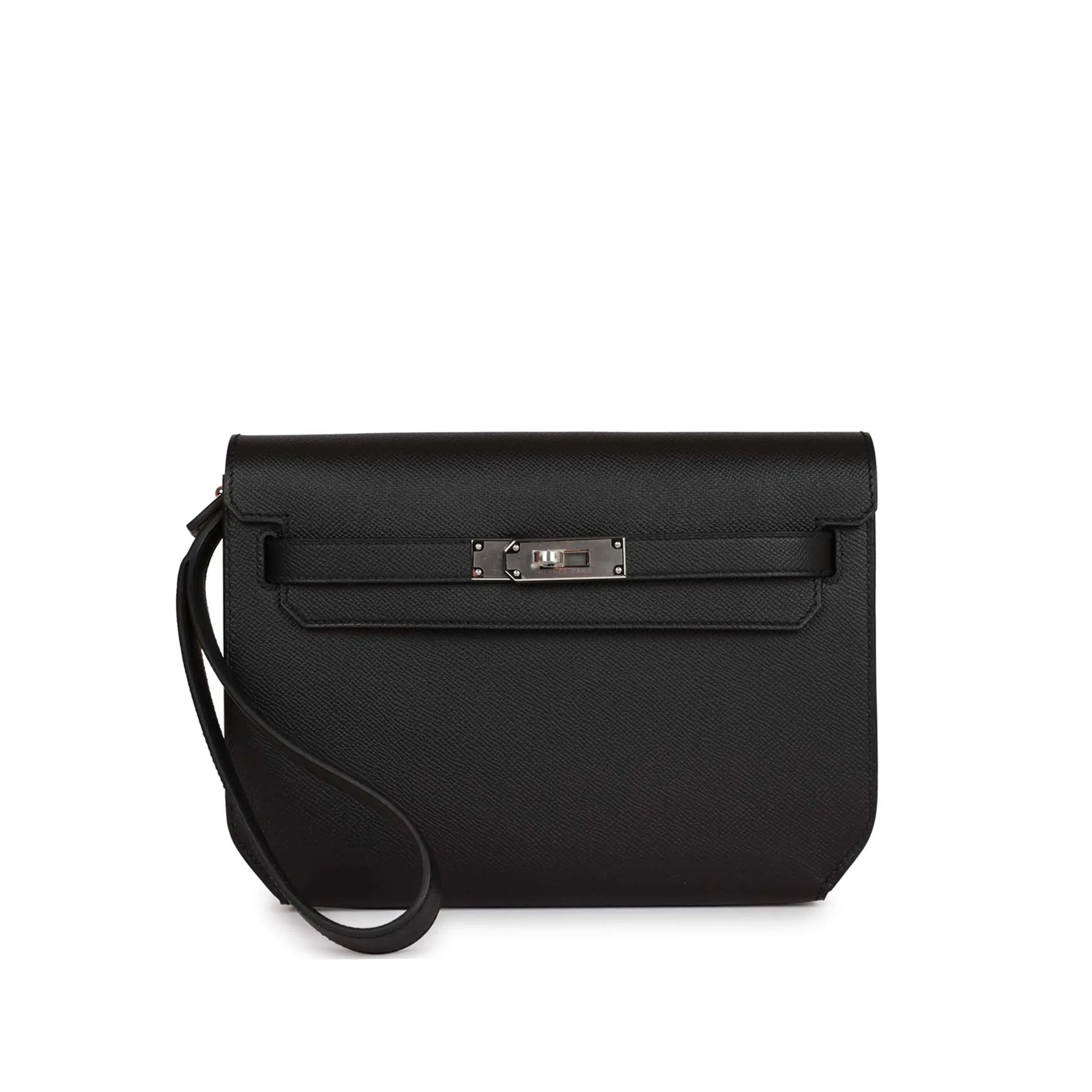 Hermès Kelly Depeches 25 Black Epsom Palladium Hardware