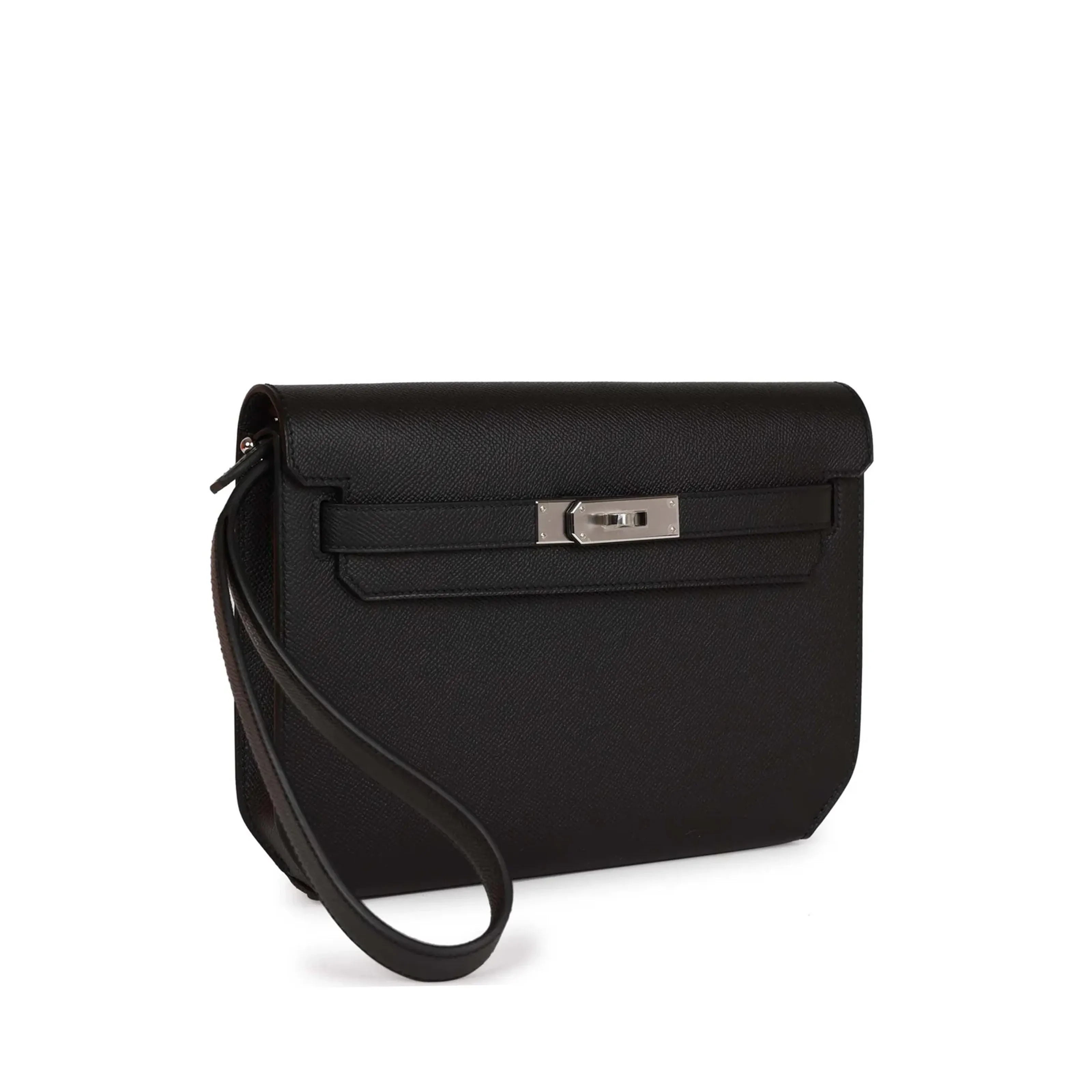 Hermès Kelly Depeches 25 Black Epsom Palladium Hardware