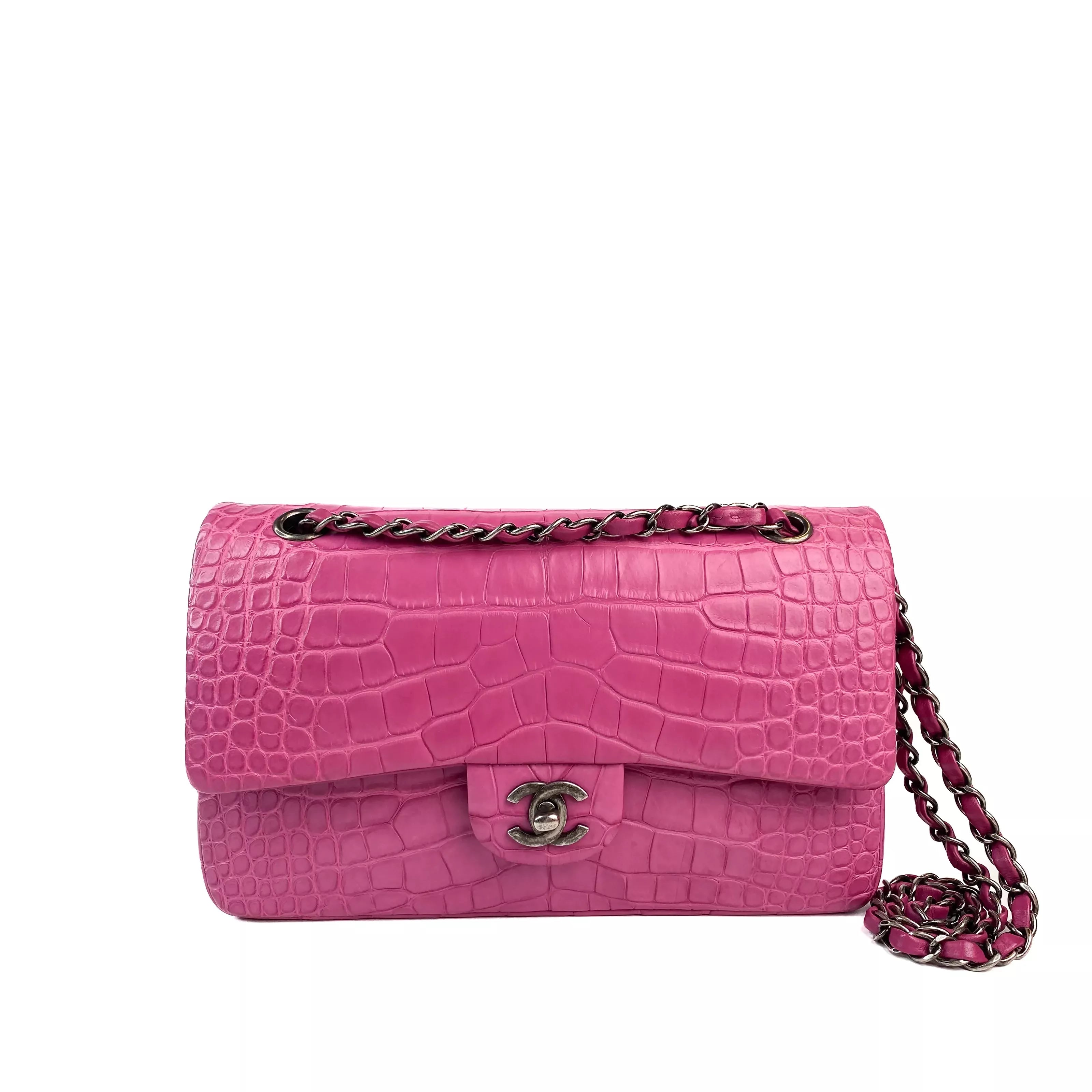 Chanel Timless Medium Double Flap in Pink Alligator SHW 8