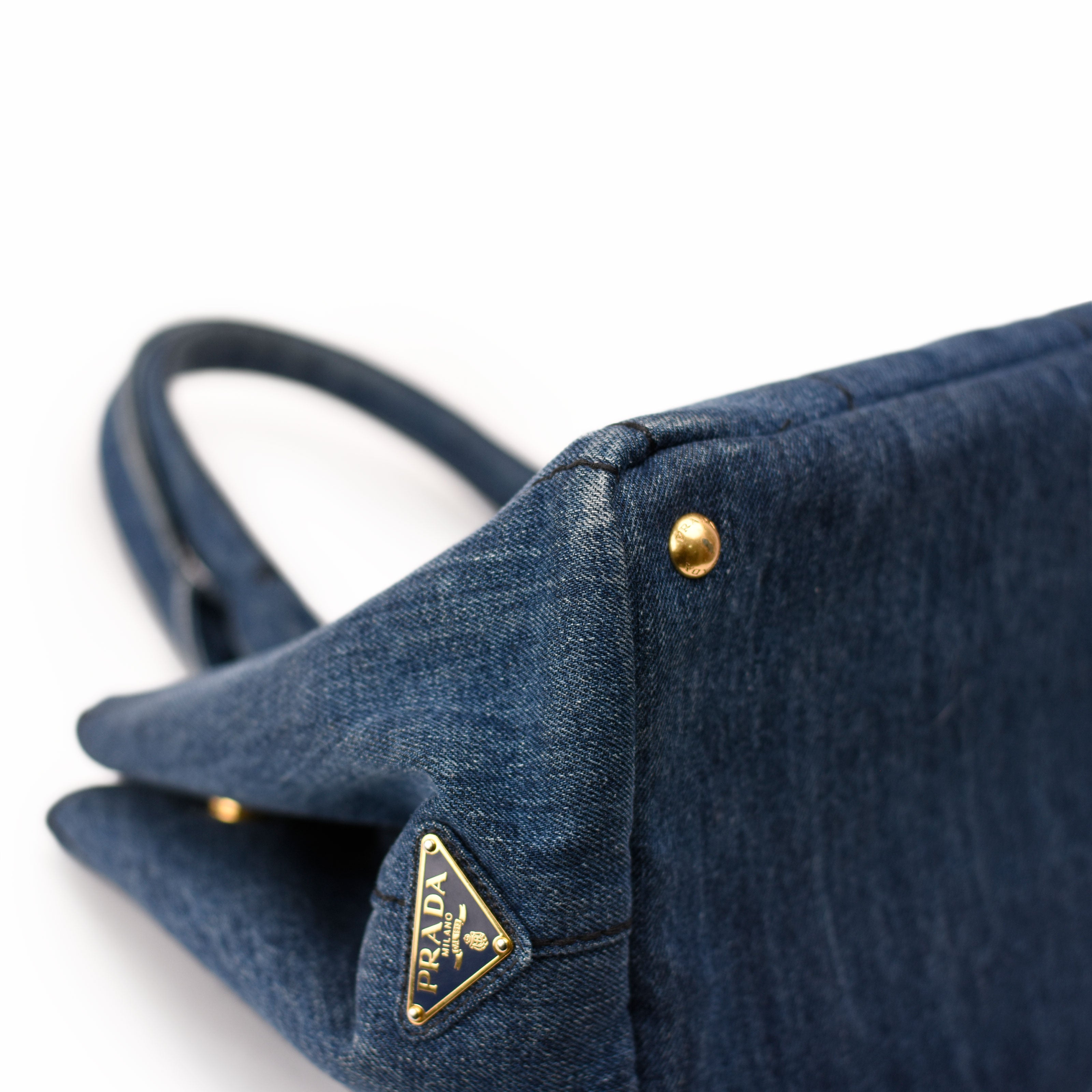 Prada Denim Canapa Logo Bag Large