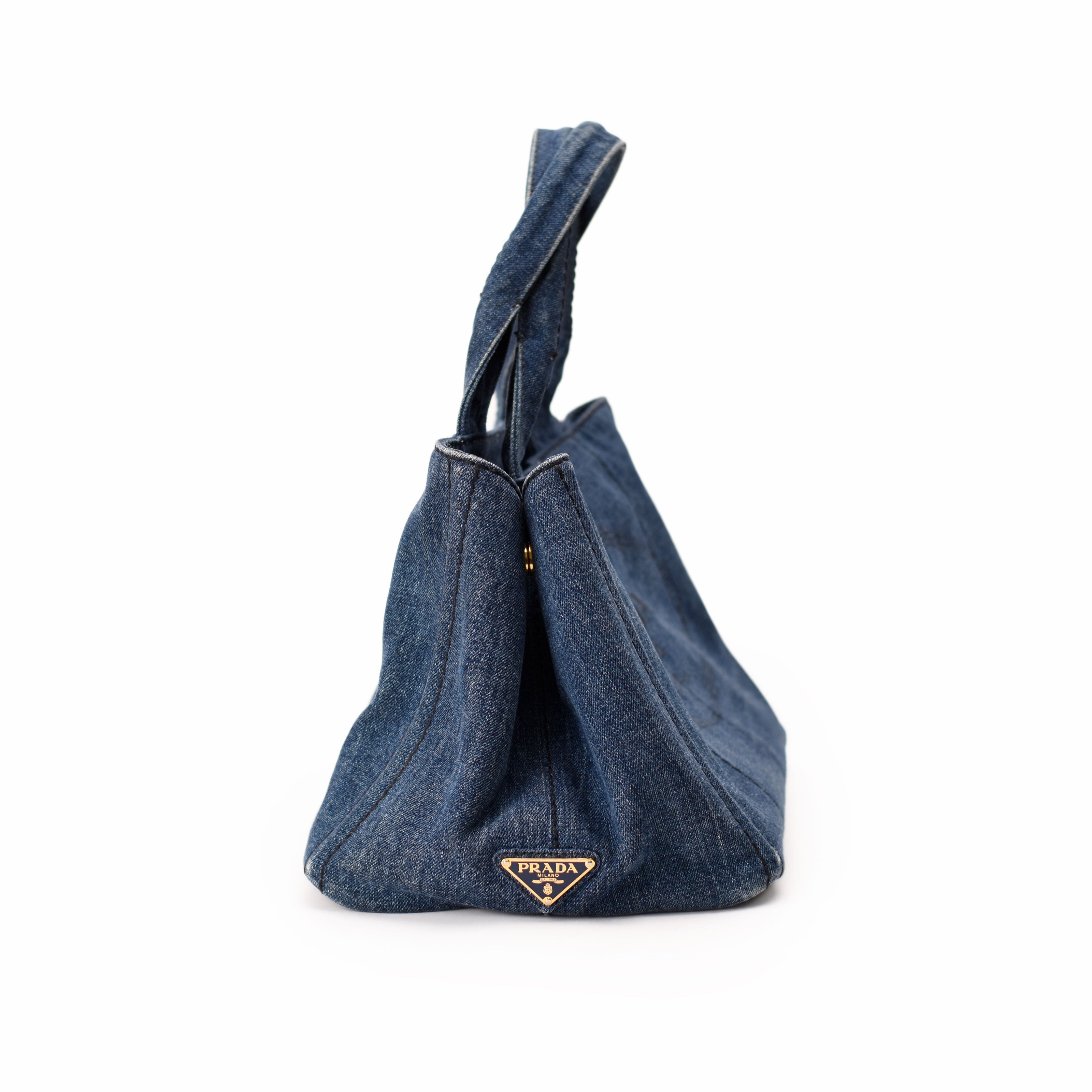 Prada Denim Canapa Logo Bag Large