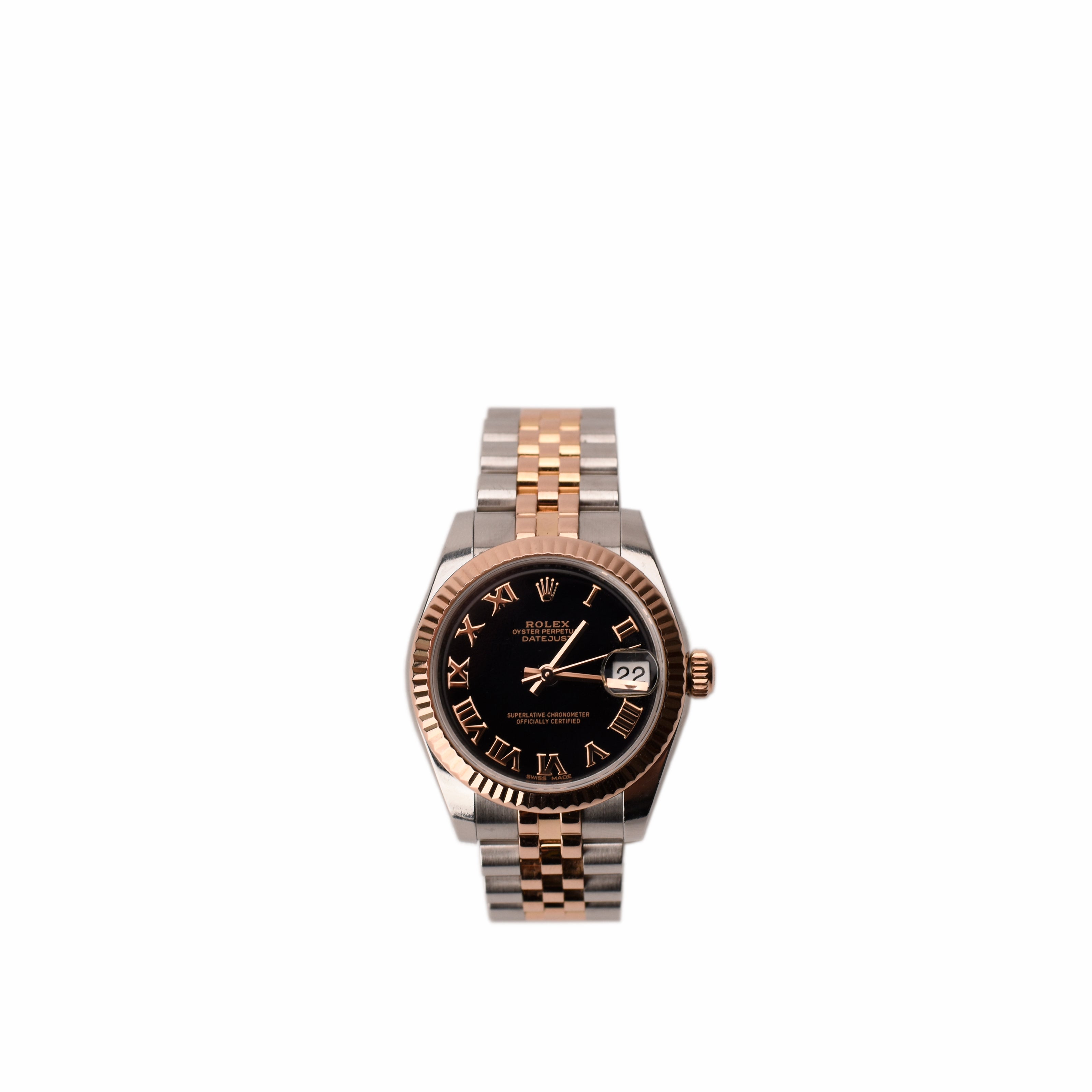 Rolex Datejust 31 Steel/Rose Black Roman Dial