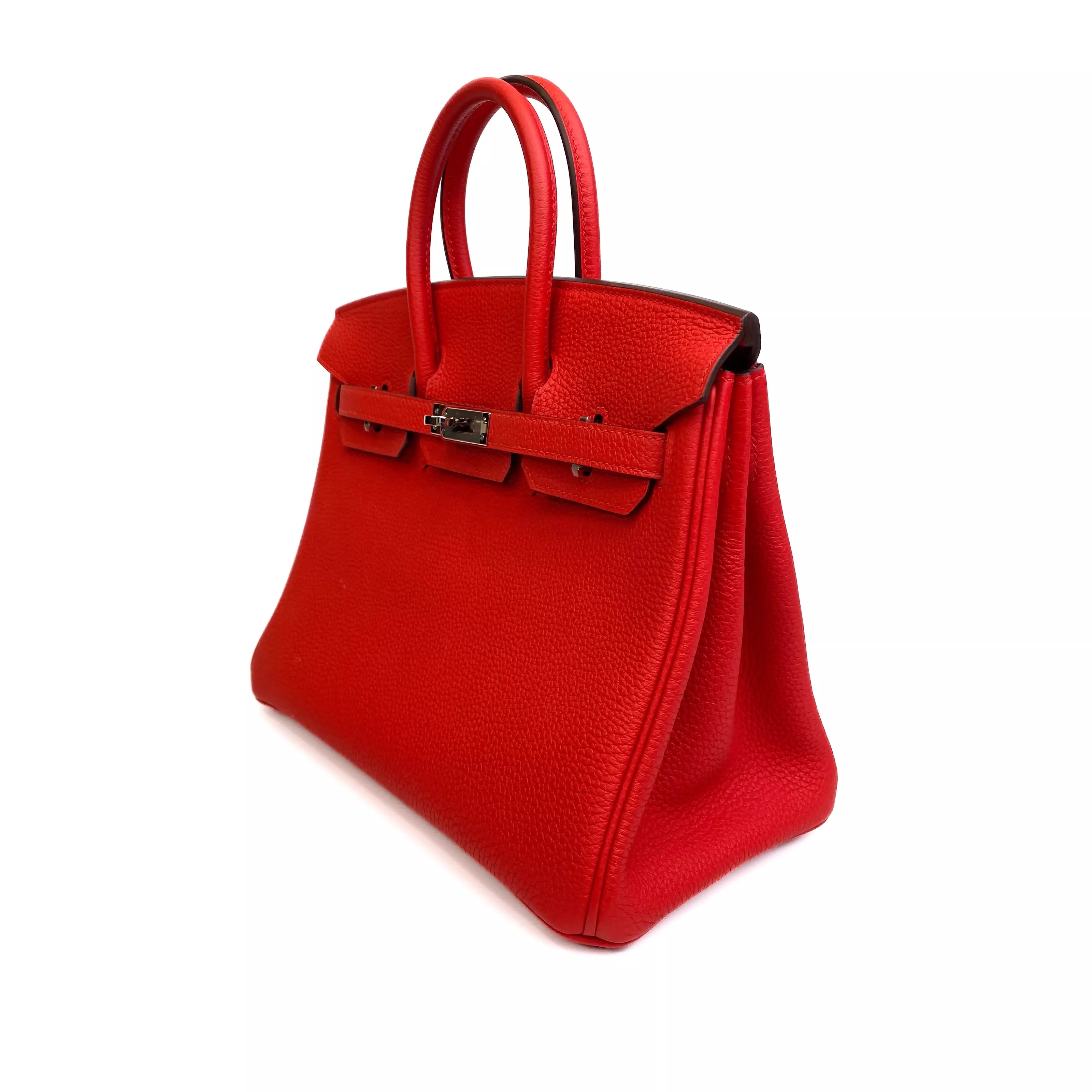 Hermes Birkin 25 in Rouge Casaque Togo Leather PHW 4