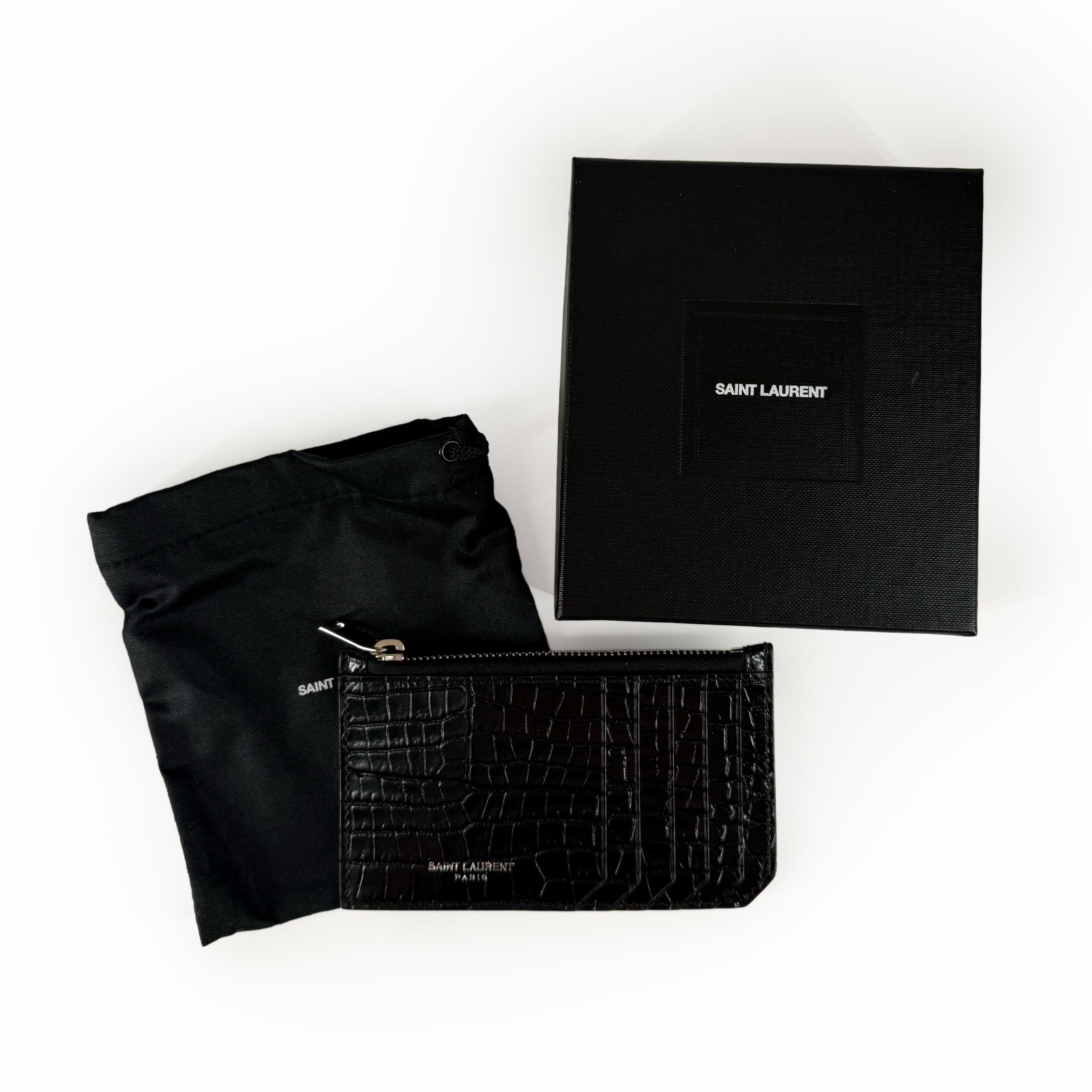Saint Laurent Paris Zipped Card Holder Black