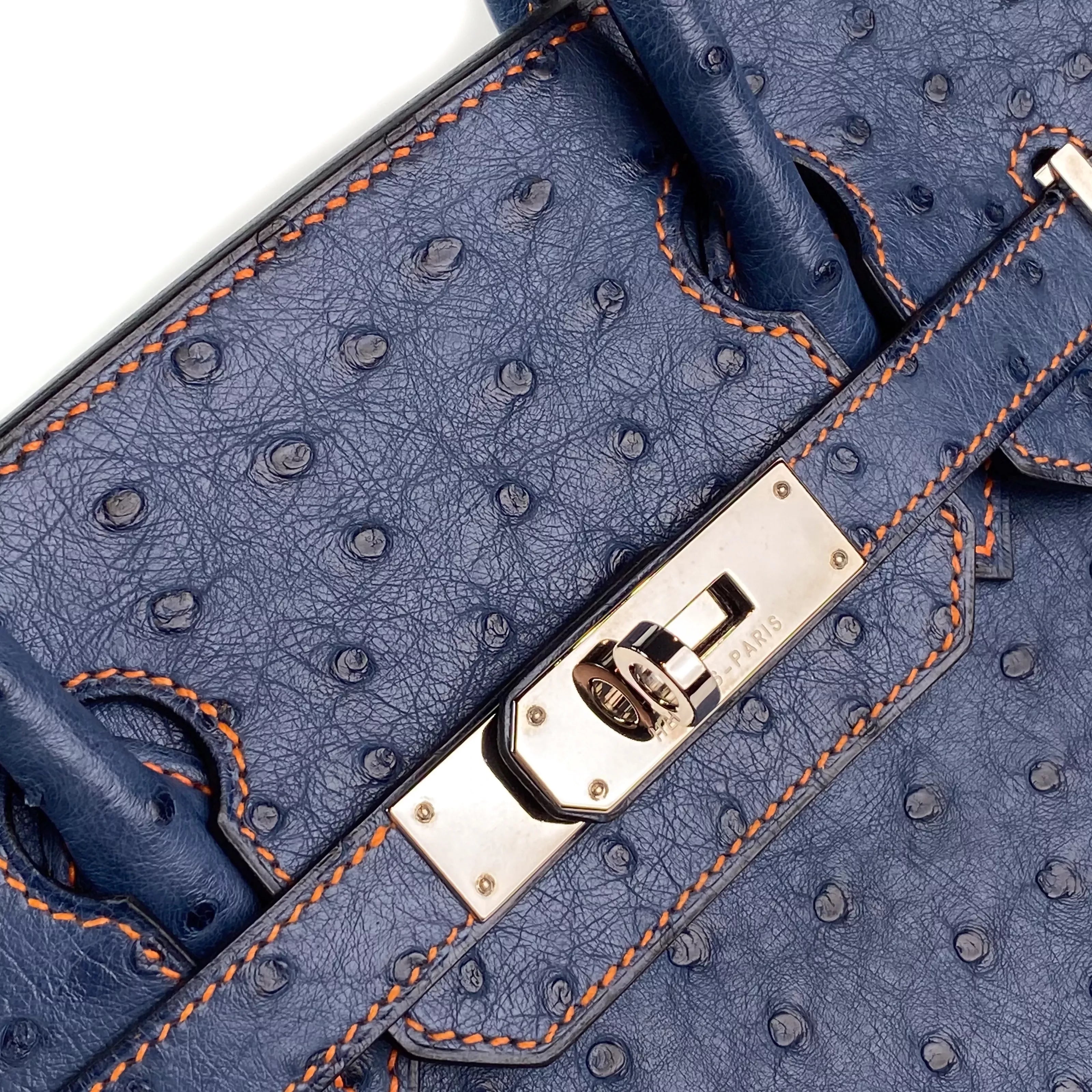 Hermes Birkin 30 in Bleu Roi Ostrich PHW 7