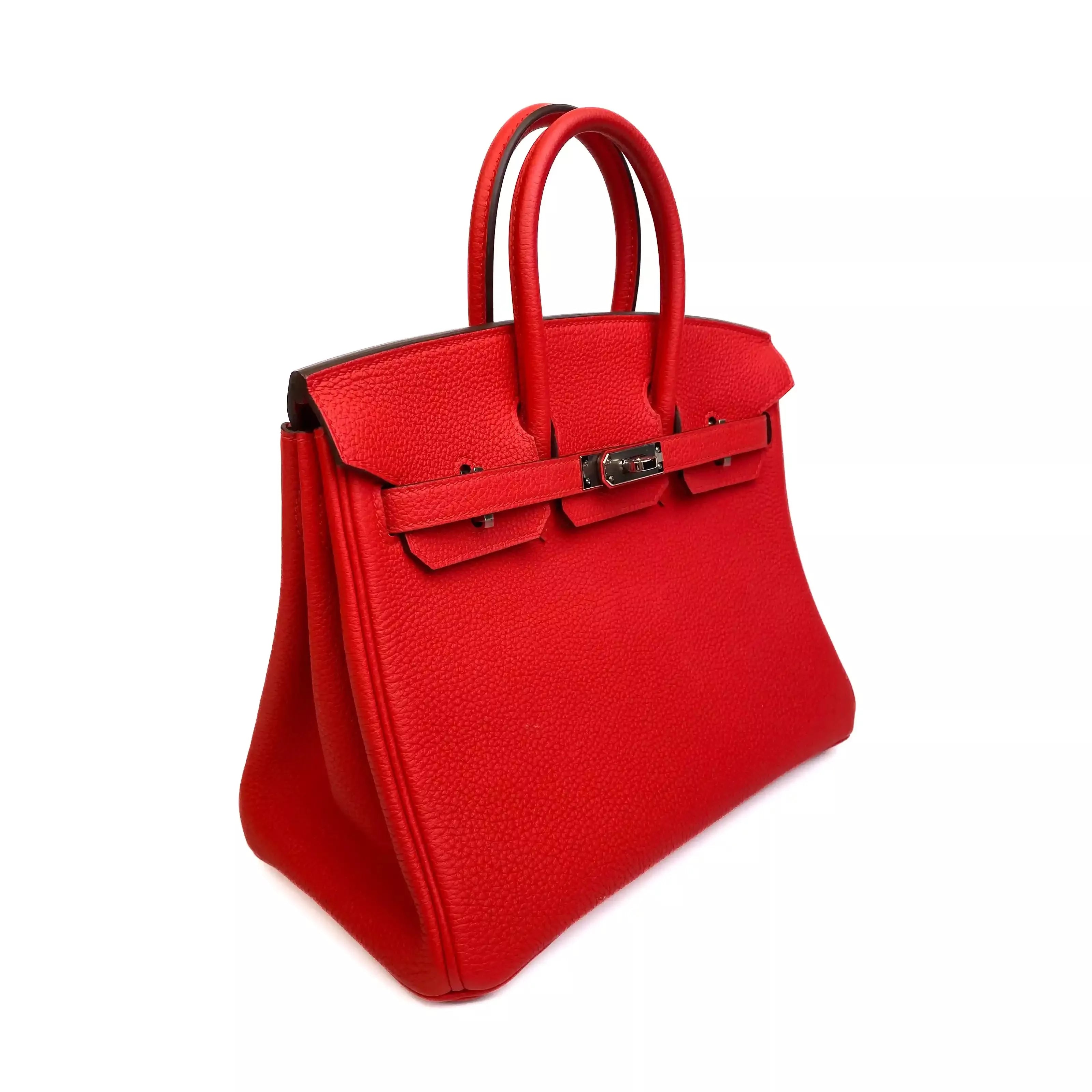 Hermes Birkin 25 in Rouge Casaque Togo Leather PHW 2