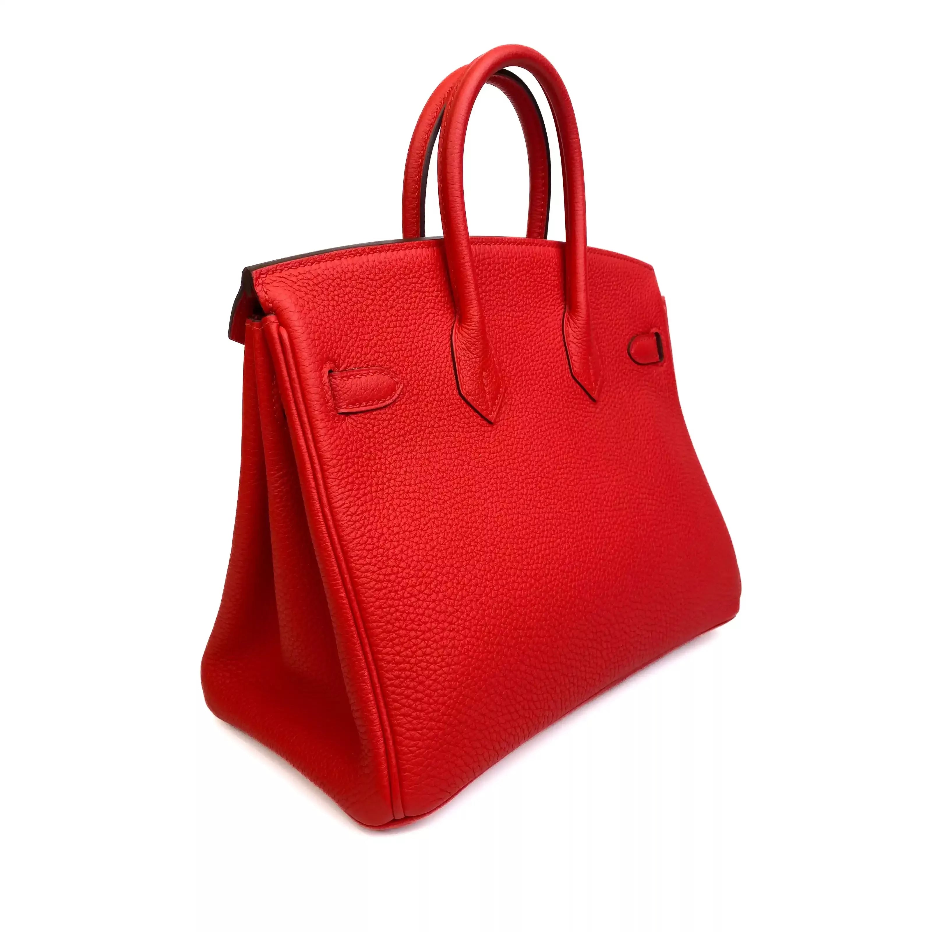 Hermes Birkin 25 in Rouge Casaque Togo Leather PHW 8