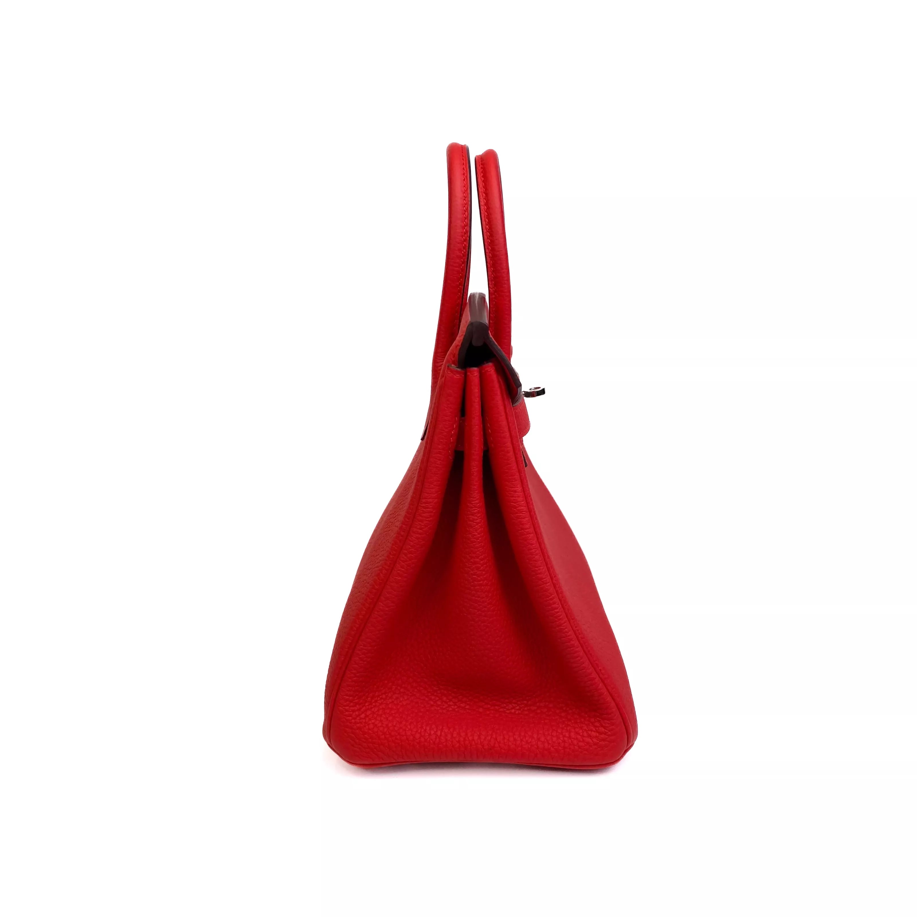 Hermes Birkin 25 in Rouge Casaque Togo Leather PHW 7