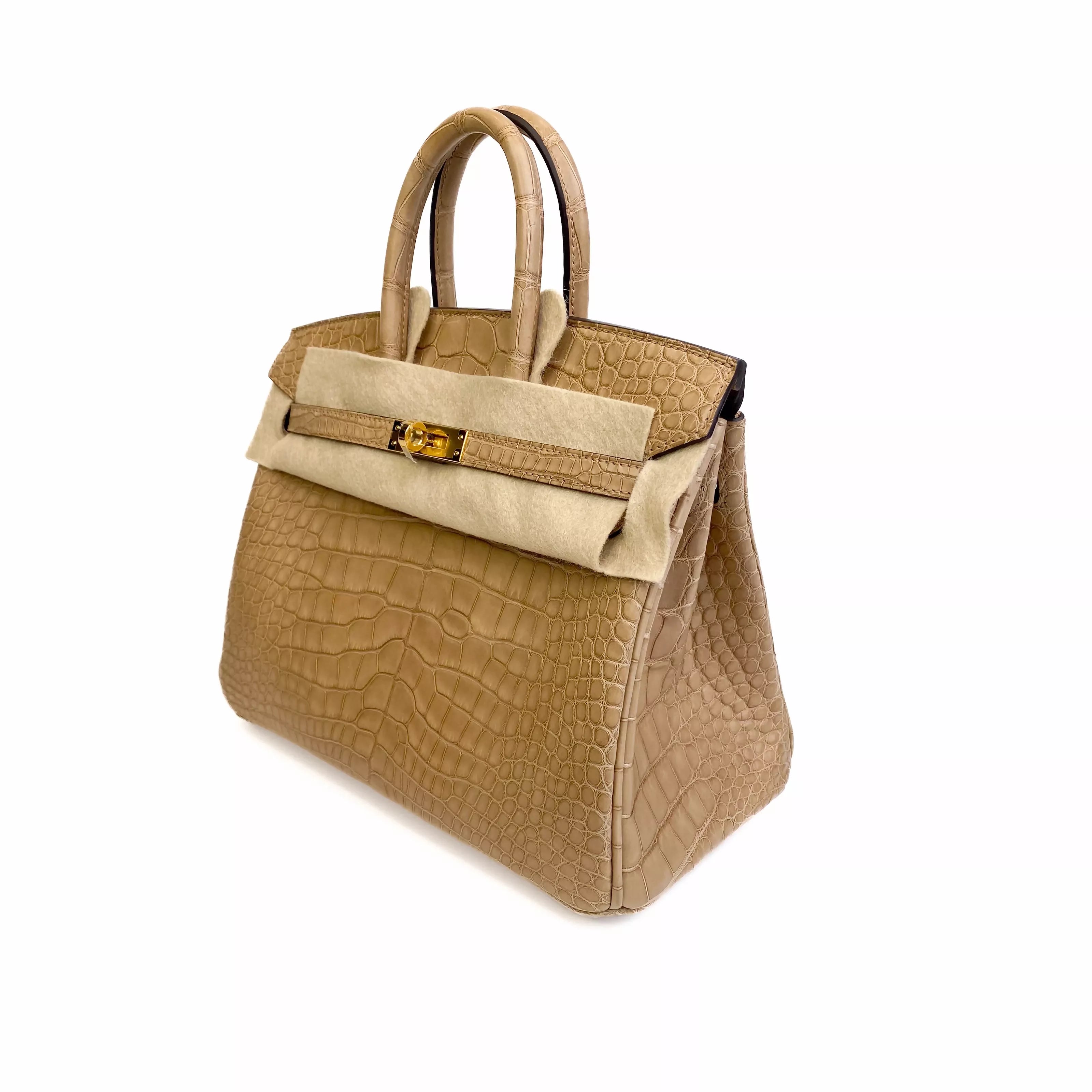 Hermes Birkin 25 Chai Matte Alligator Gold Hardware Right